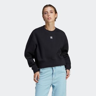 adidas Sweatshirt ADIDAS ORIGINALS ADICOLOR ESSENTIALS, Damen, Gr. XL, schwarz, Obermaterial: 70% Baumwolle, 30% Polyester, bestickt, Rundhals, angesetztes B