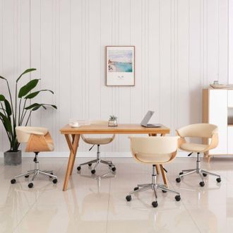 vidaXL Sillas De Comedor Giratorias 4 Unidades Cuero Sint&eacute;tico Crema Vidaxl