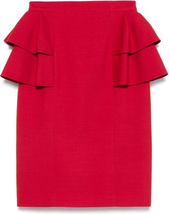 Valentino Garavani Ruffled-Detailing Midi Skirt - Womens - Virgin Wool/Silk