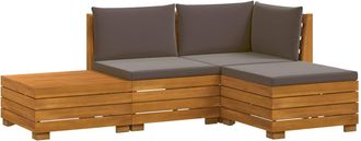 vidaXL Vidaxl 4 Uds. Conjunto De Sof&aacute;s De Exterior Madera De Acacia S&oacute;lida