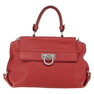 Ferragamo Pre-owned Handbags, female, Red, Size: ONE SIZE Pre-owned Leather Handbag
