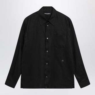 Dolce & Gabbana Hawaii-fit linen shirt with DG hardware in black