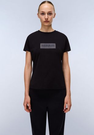 Napapijri Kurzarmshirt NAPAPIJRI S-BOX LOGO SS W 1 A69 LANGOUSTINO A69, Damen, Gr. XL, schwarz, Single Jersey, Obermaterial: 100% Baumwolle, regular fit normal,
