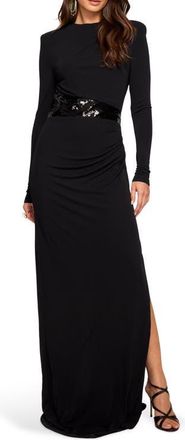 Ramy Brook Samantha Sequined Waist Gown in Black at Nordstrom, Size 00