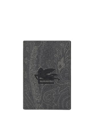 Etro paisley embroidered passport case - men - Polyester/Cotton - One Size - Grey