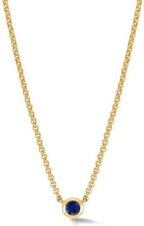 Dower & Hall Blue Sapphire Round Dewdrop Pendant in Yellow Gold Vermeil at Nordstrom, Size 18