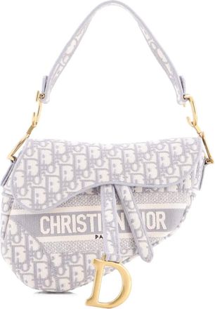 Dior Saddle Handbag Logo Embroidered Oblique Canvas Medium shoulder bag - Grijs