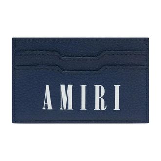 Amiri Logo Leather Card Holder in Navy