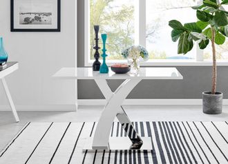 Furniturebox Atlanta 120cm Chrome Metal & White High Gloss 4-Seater Dining Table