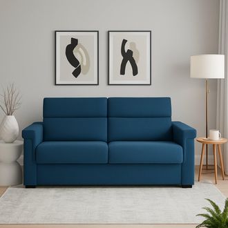 Dmora Sof&aacute; Fijo 3 Plazas Cantu, Desenfundable, Lavable, Made In Italy, Con Reposabrazos, 225x95 Cm Azul