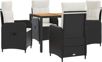 vidaXL Juego De Comedor Para Exteriores 5 Uds. Negro Y Crema Vidaxl