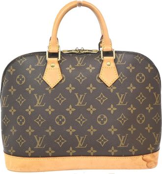 Louis Vuitton Alma Monogram Lace Leather Brown Leather Handbag (Pre-Owned)