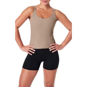 Spanx Contour Rib 2-in-1 Tank Top in Driftwood at Nordstrom Rack, Size X-Small