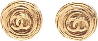 Chanel Orecchini tondi CC placcati oro con chiusura a clip 1994