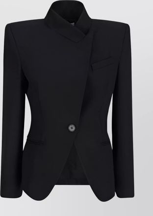 Alexander McQueen wool asymmetrical collar blazer jacket