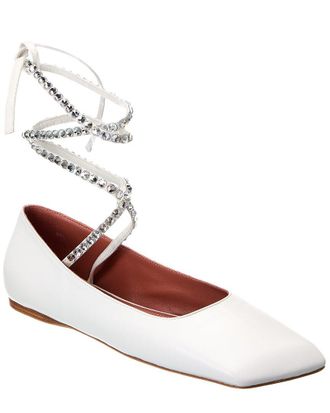 Amina Muaddi Ane Lace-Up Leather Flat