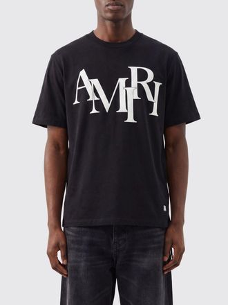 Amiri T-shirt girocollo in cotone con logo stampato sul petto