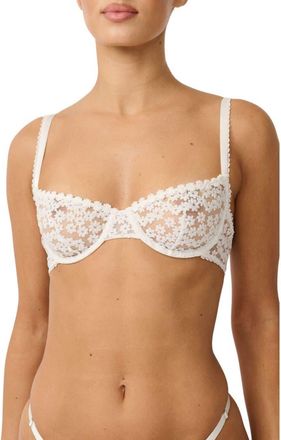 Kat The Label Daisy Embroidered Underwire Bra in White at Nordstrom, Size Xx-Large