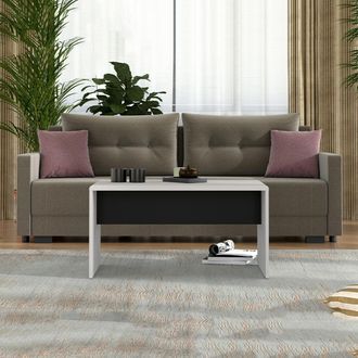 Dmora Mesa De Centro Limatola, Rectangular, Tablero Blanco, Estructura Negra, 90x50x47h Cm Blanco Crema