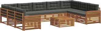 vidaXL Conjunto De Sof&aacute;s De Exterior 10 Uds. Natural Y Antracita Vidaxl