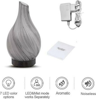 Trade Shop Trade Shop - Diffusore Oli Vetro Cromoterapia Aromaterapia Umidificatore Bianco E Nero 02 Led