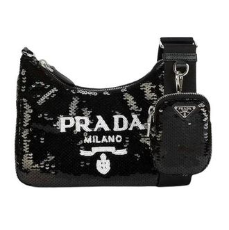 Prada Black Sequin Re-edition 2005 Shoulder Bag