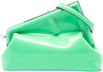 Fendi Pre-owned First - Dames - Vintage Clutch - Groen - ONE Size - Leer - Vintage
