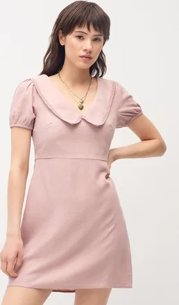 Twik Womens Peter Pan collar linen blend minidress