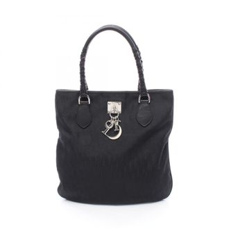 Dior Black Leather Nylon Handbag Tote Bag (Pre-Owned)