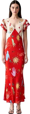 Never Fully Dressed Viscose Maxi Jurk - Dames - Maxi kleedjes - Rood - M - Kleedjes
