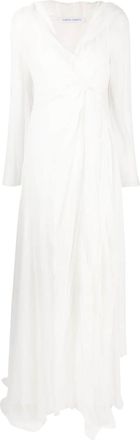 Alberta Ferretti wrap-design V-neck dress - women - Acetate/Silk/Silk/Elastane - 46 - White