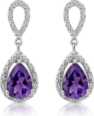 The Diamond Store Amethyst 2.47CT And Diamond 9K White Gold Earrings