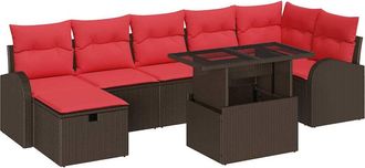 vidaXL Conjunto De Sof&aacute; De Jard&iacute;n 8 Uds. Marr&oacute;n Rat&aacute;n Sint&eacute;tico Vidaxl