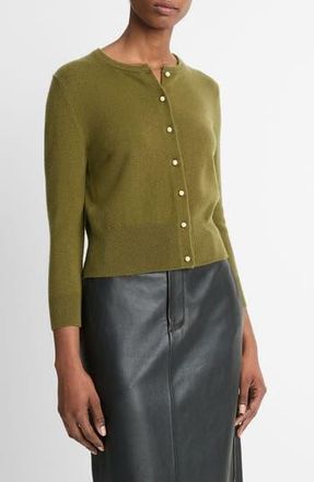Vince Imitation Pearl Button Wool & Cashmere Blend Cardigan in Laurel at Nordstrom Rack, Size X-Small