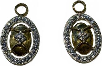 Jude Frances Womens 18K Oval Earrings In Gold/diamond