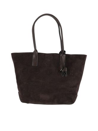 Hogan Calfskin Suede Medium Address Embossed Tote Bag