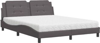 vidaXL Cama Con Colch&oacute;n Zadar Cuero Sint&eacute;tico Gris 160x200 Cm Vidaxl