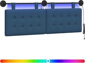 vidaXL Cabecero Colgante Con Luz Led Azul Tela Vidaxl