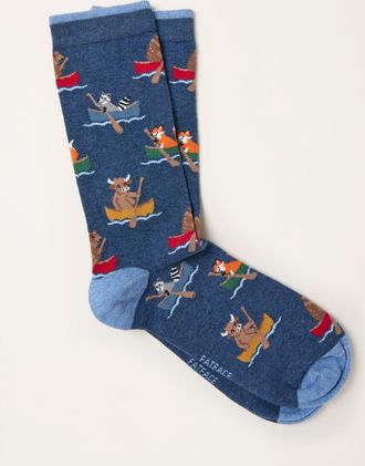 Fat Face FatFace Navy Rowing Animals Socks