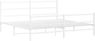 vidaXL Vidaxl - Metal Bed Frame without Mattress with Footboard White 200x200cm