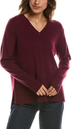 Fort&eacute; Cashmere Hi Low Easy V-Neck 100% Cashmere Sweater