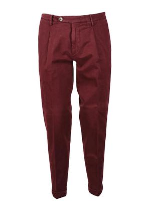 Michele Carbone Cotton Stretch Trousers With Classic Waistband And Cuffed Hems
