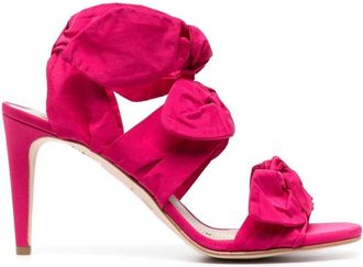 Red(v) bow-detail heeled sandals - women - Calf Leather/Polyester/Fabric - 36 - Pink