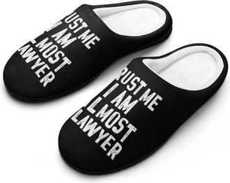 Generic Trust Me Im Almost A Lawyer Slippers Men Winter Warm Cotton Anti-Slip Indoor Slip-Ons House Shoes