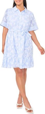 CeCe by Cynthia Steffe Tie Waist Mini Shirtdress in Ultra White at Nordstrom, Size 20W