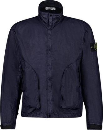 Stone Island High-Neck Nylon Jacket - Heren - Zomerjassen - Blauw - L - Nylon - Jassen