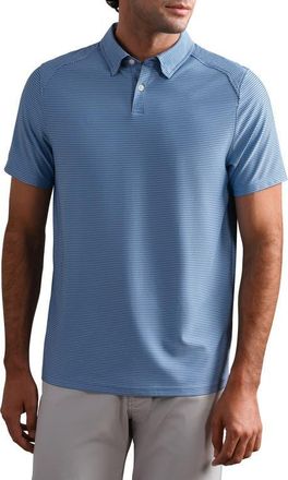 Rhone Commuter Stripe Performance Polo in Arctic Blue Stripe at Nordstrom, Size Xx-Large