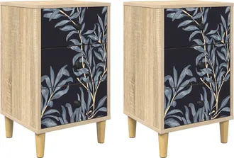 vidaXL Mesa De Noche Dokkum 2 Uds. Roble Sonoma 36 X 33 X 60 Cm Vidaxl
