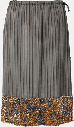 Dries Van Noten Sequined striped midi skirt