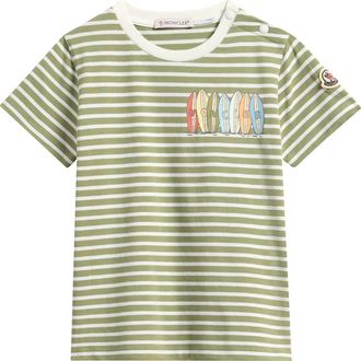 Moncler Kids Surfboard Stripe Logo Graphic T-Shirt in Green at Nordstrom, Size 12-18M